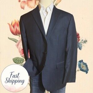 JOS A BANK Men's 46R Slim Fit Navy/Blue Wool Blazer Sport Coat 2 Button Jacket